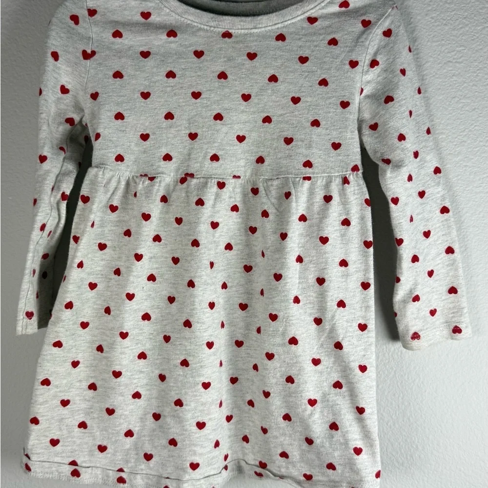 Old Navy Gray Dress with Red Heart Pattern